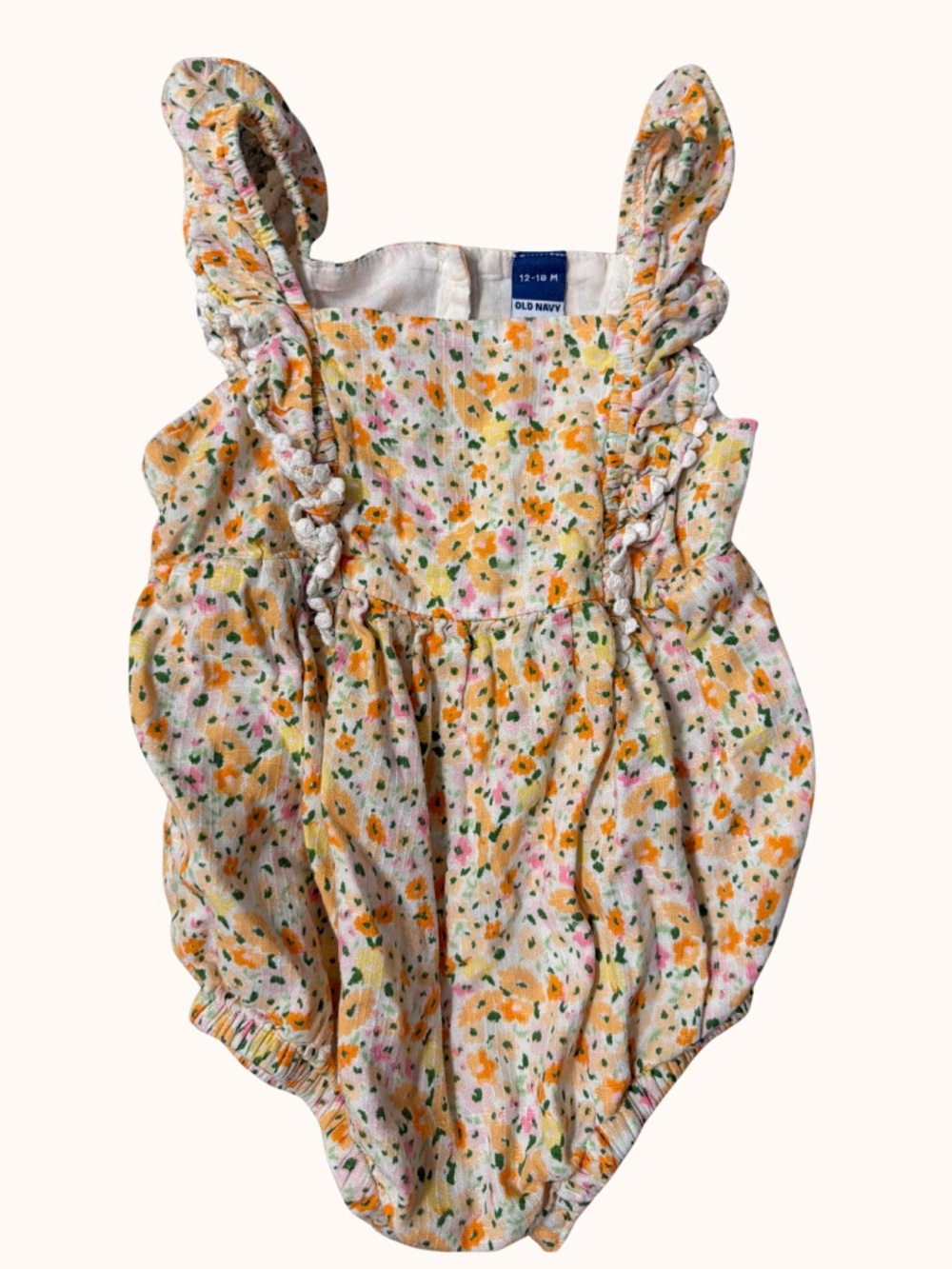 Old Navy Floral Ruffle Baby Romper — Yellow and Pink